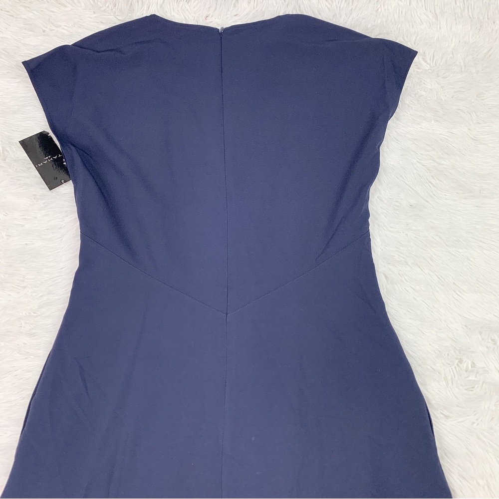 Tahari ASL size 10 short sleeve V-Neck Twist Front Fit & Flare Dress navy blue‎ - Picture 10 of 12
